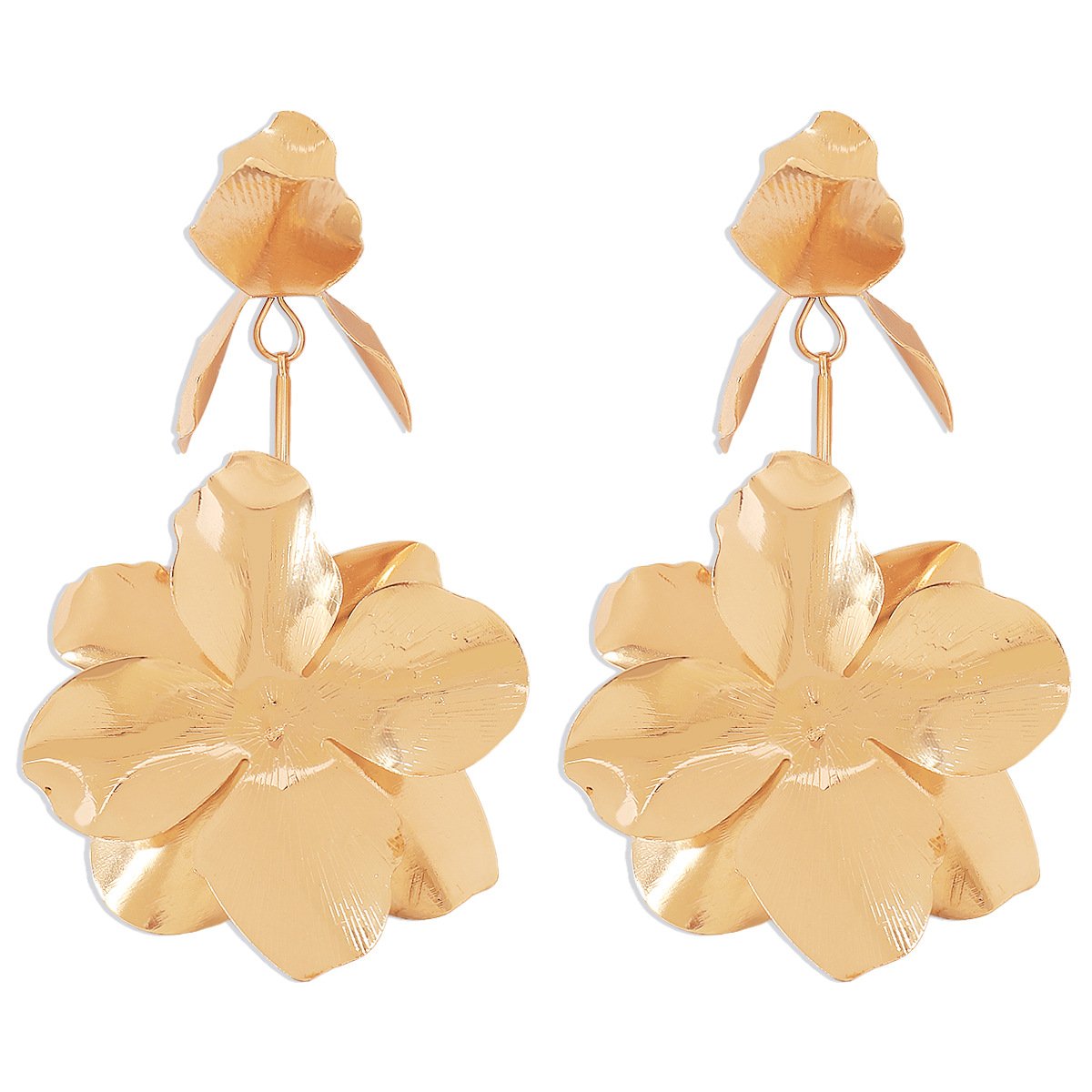 E188 Exaggerated geometric flower earrings metal indifferent niche design personality three-dimensional earrings