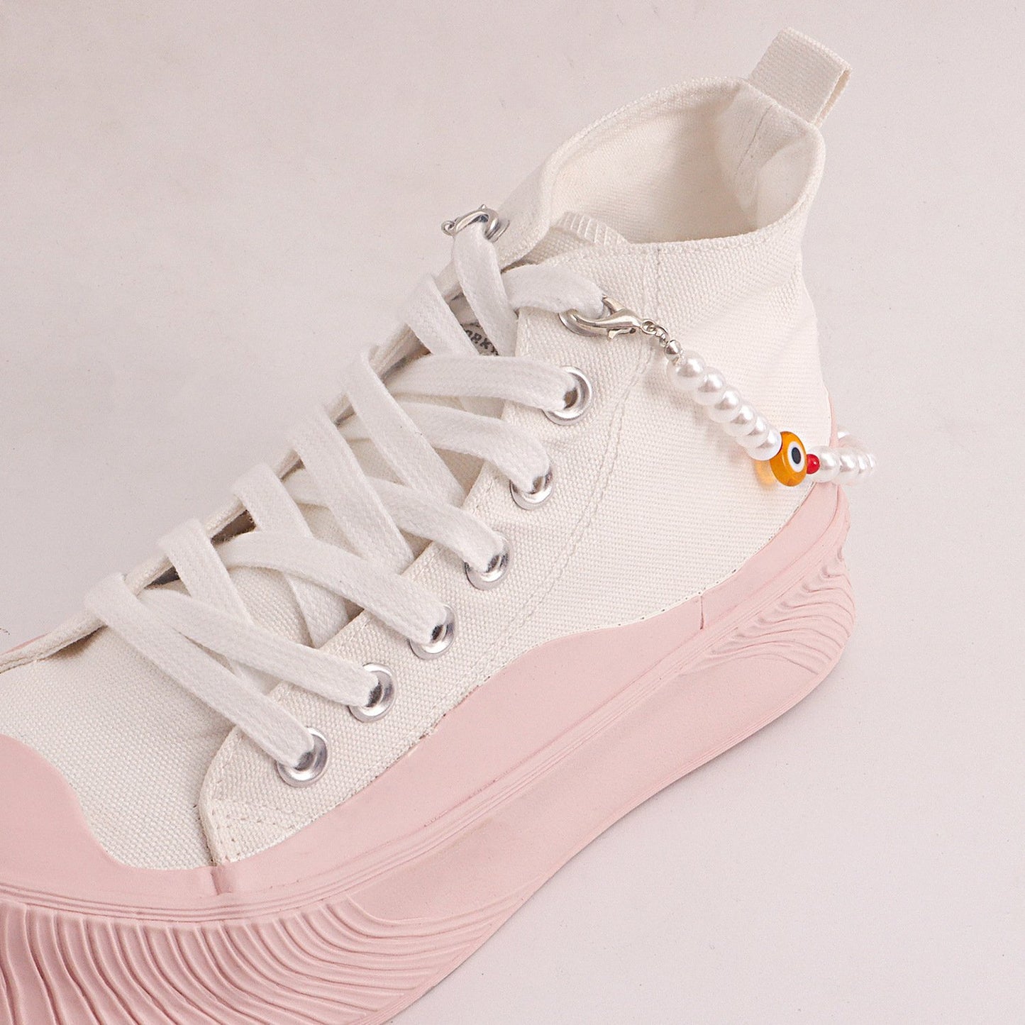 Accessories trend hip-hop devil's eye shoe chain women's imitation pearl niche design single-layer shoe accessories