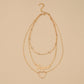 Fashionable English letter Peace peach heart pendant necklace multi-layer chain collarbone necklace accessories