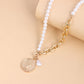 Jewelry simple Cuban pearl thick chain beauty head coin pendant necklace female fashion anchor necklace