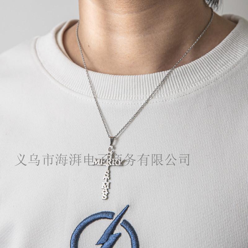 Accessories Small Letters MerryChrismas Necklace Women's Cross Necklace Women
