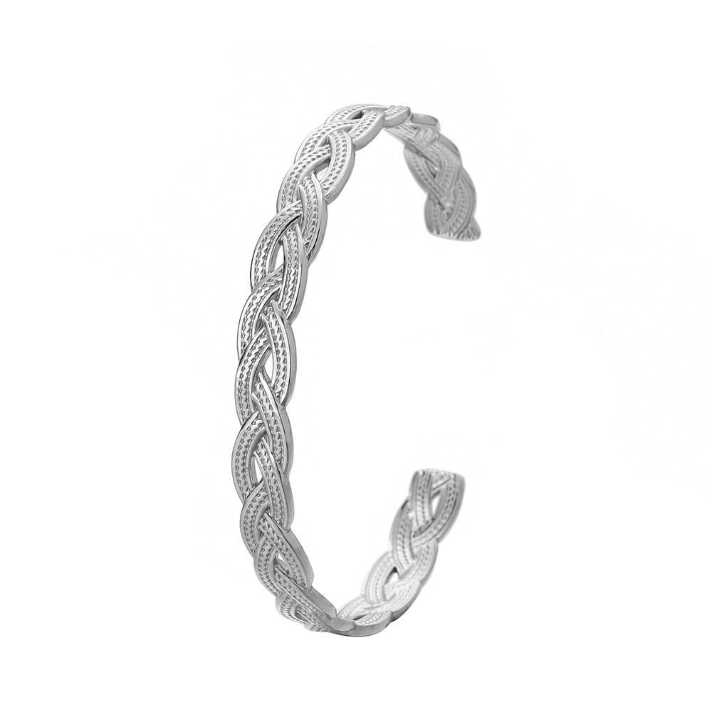 Twist Braided Geometric Women's Creative Stainless Steel Open Pattern Hollow Adjustable Bracelet