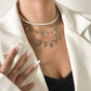 Jewelry Hip Hop Simple Metal Letter Sequin Necklace Female Sweet Cool Stacking Imitation Pearl Necklace