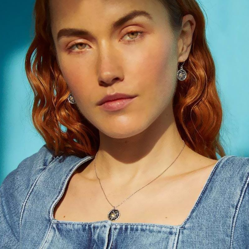 Jewelry Summer Bohemian Vintage Pendant Earrings Necklace Set Female Sun Moon Jewelry