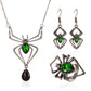 Halloween Jewelry Exaggerated Three-piece Spider Necklace Earrings Ring Retro Emerald Set Accessories