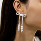 Jewelry simple and versatile pearl bow earrings temperament small fresh beaded tassel earrings for women
