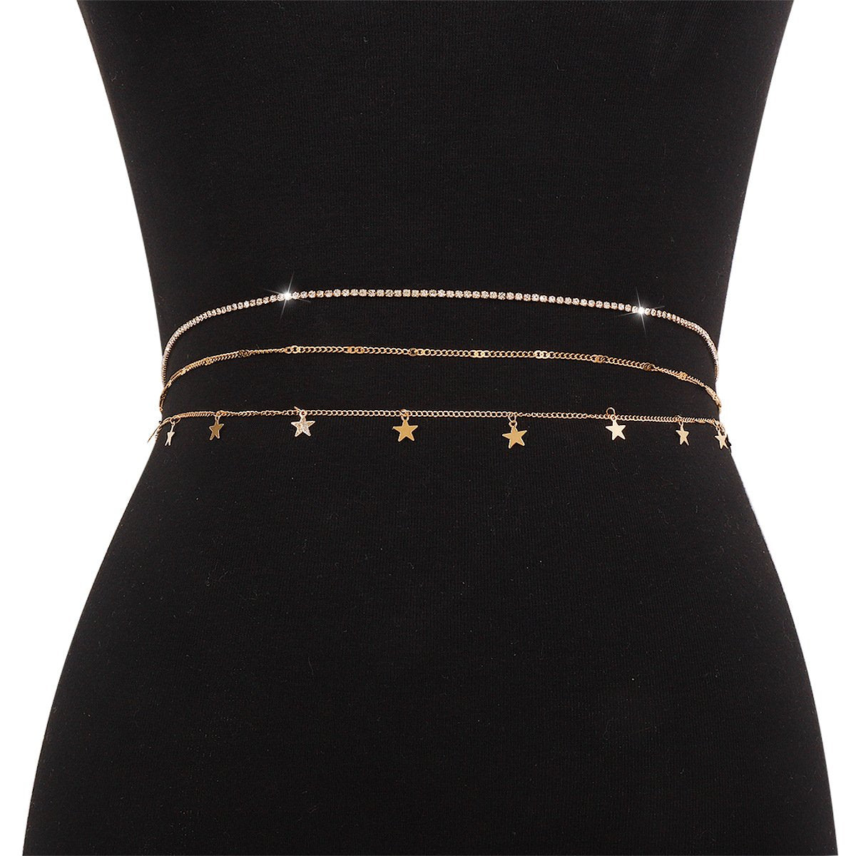 C356 Sexy claw chain rhinestone alloy waist chain sweet cool hot girl five-pointed star simple bikini body chain