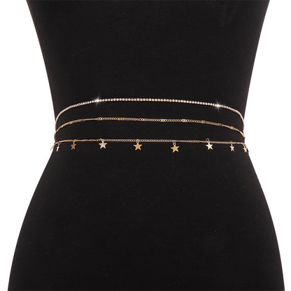 C356 Sexy claw chain rhinestone alloy waist chain sweet cool hot girl five-pointed star simple bikini body chain