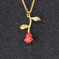 Red Rose Pendant Necklace Female Cute Plant Flower Clavicle Chain Jewelry
