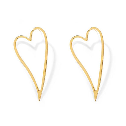 Personality Hollow Heart Earrings Simple Temperament Metal Peach Heart Stud Earrings