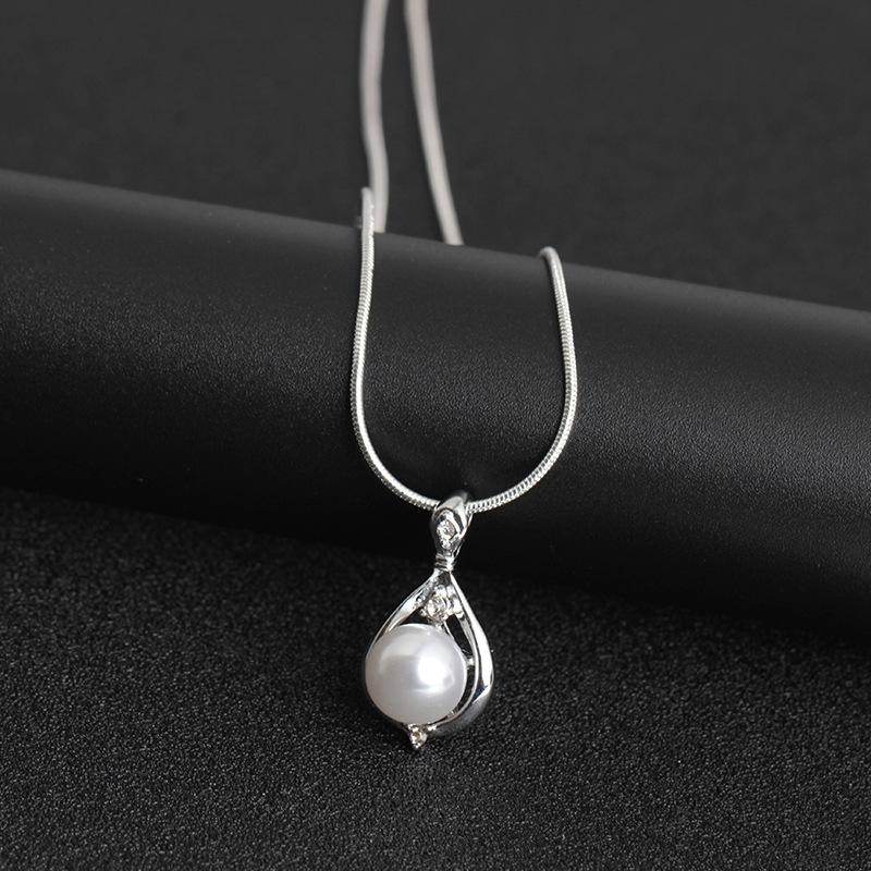 wiish fashion jewelry fashion simple diamond-encrusted pearl pendant necklace short exquisite clavicle chain