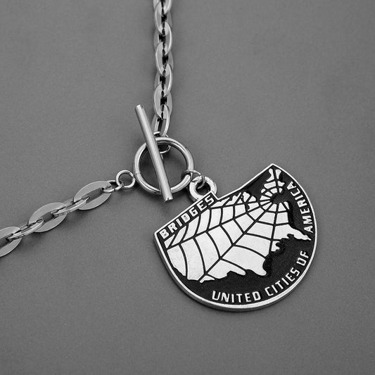 Fashion personality game death stranding stainless steel necklace titanium steel trend cold hip-hop punk necklace