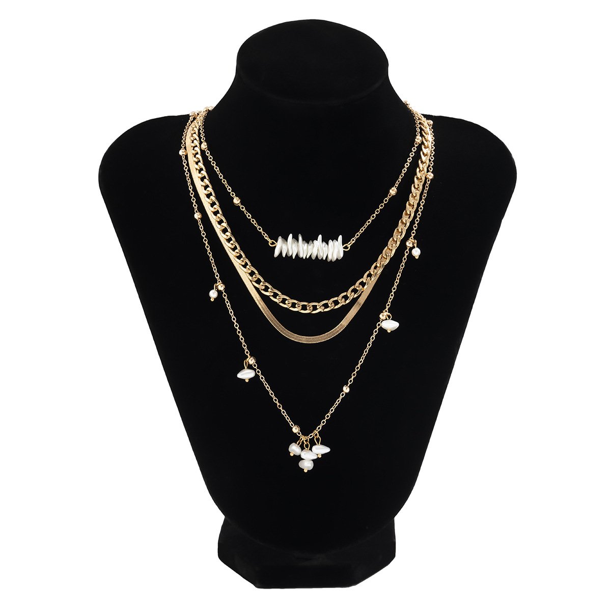 Jewelry temperament niche special-shaped pearl necklace hip-hop ins metal snake bone chain necklace
