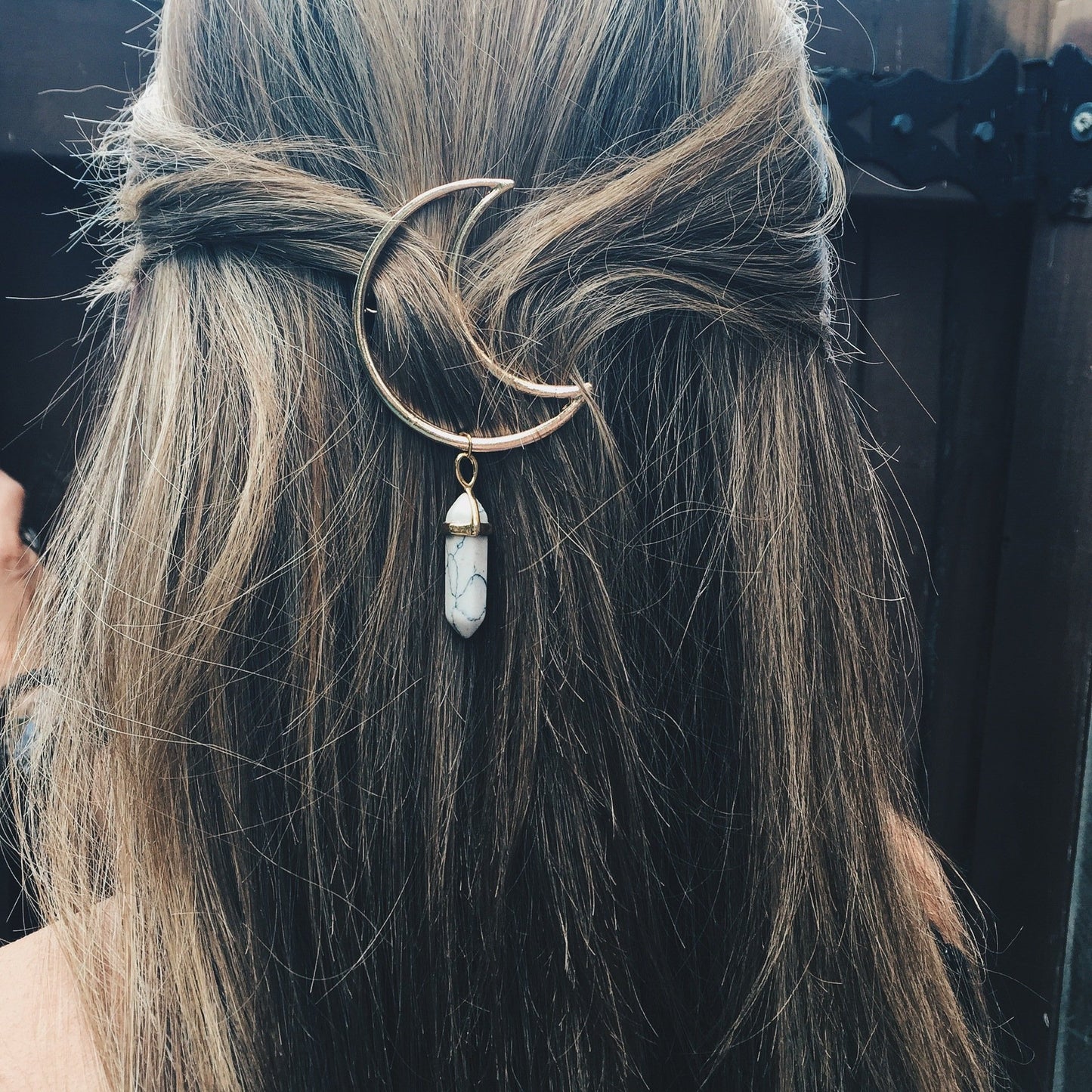 Jewelry spring and summer trendy hair accessories alloy moon hexagonal column headdress