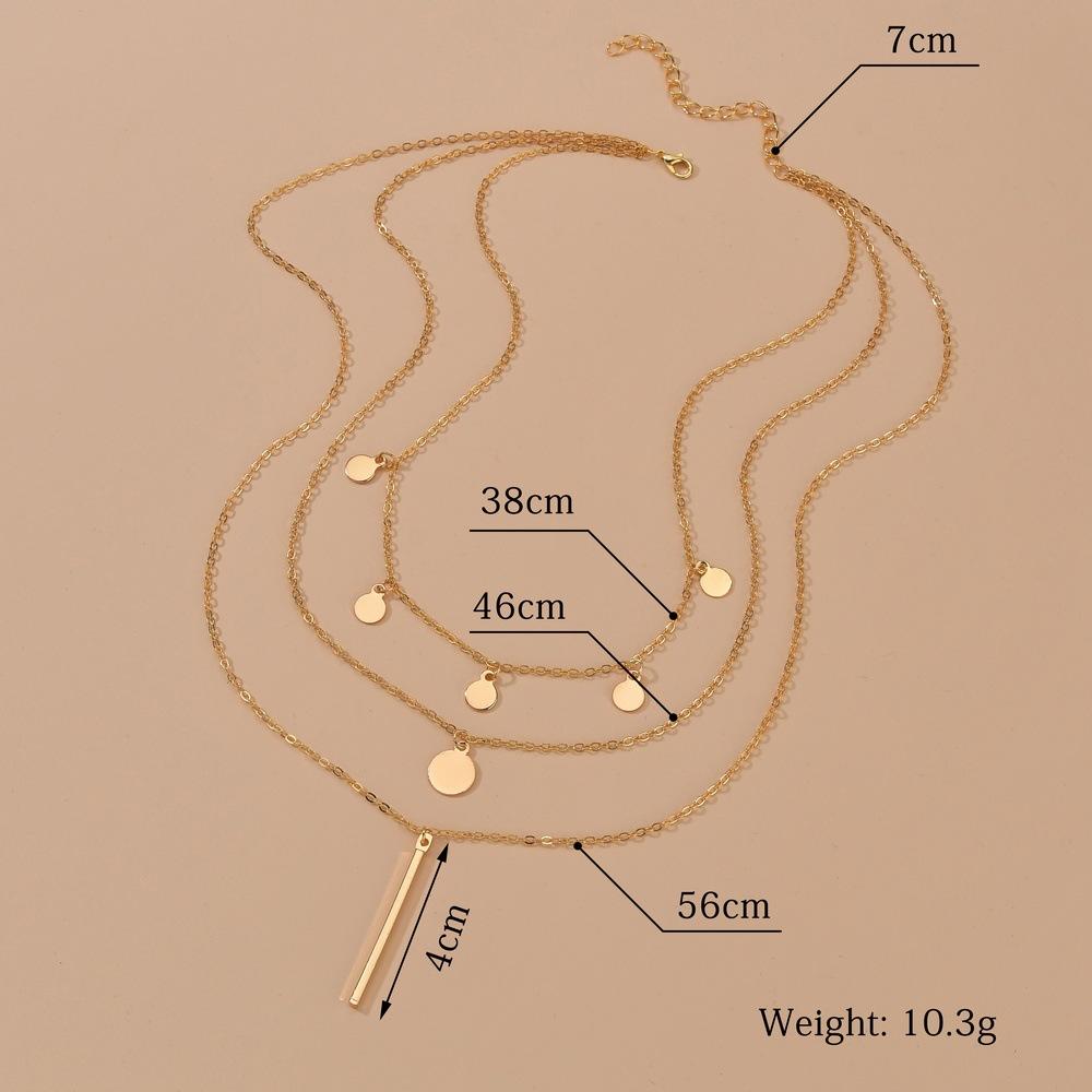 Simple small round piece personalized tassel long pendant fashion stacked multi-layer necklace female accessories