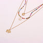 Jewelry fashion women's long multi-layer rice bead chain electroplating metal elephant pendant necklace