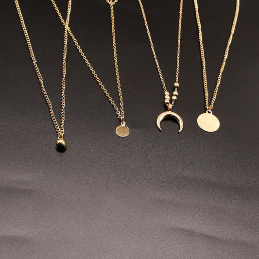 Jewelry Fashion Fashion Personality Multilayer Moon Disc Pendant Women's Necklace