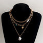 Jewelry trendy multi-layer special-shaped imitation pearl love pendant necklace female ins explosion