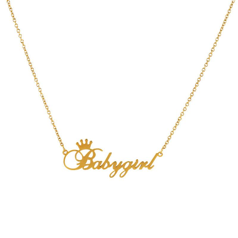 Jewelry Personality Babygirl English Letter Necklace Simple Ladies Crown Clavicle Chain