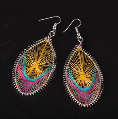 Fashion and popular silk thread earrings handmade oval exaggerated earrings jewelry