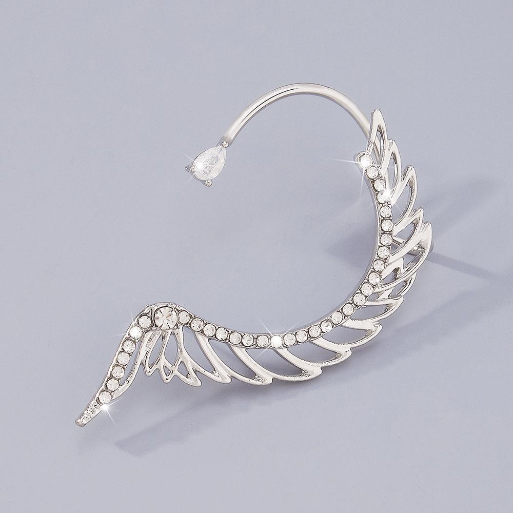 E1253 Internet celebrity ear bone clip fashion cold wing earrings geometric micro-inlaid personality earrings