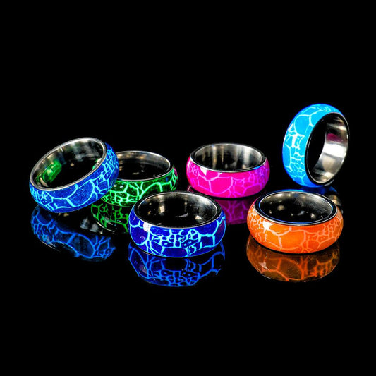 Personalized ins design stainless steel resin luminous forest crocodile pattern creative ring versatile fashion simple ring