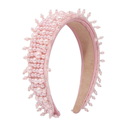 F3195 exaggerated heavy industry headband female imitation pearl temperament wide-brimmed bead headband baroque simple hair accessories