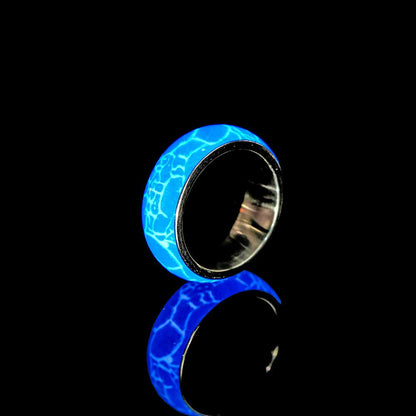 Personalized ins design stainless steel resin luminous forest crocodile pattern creative ring versatile fashion simple ring