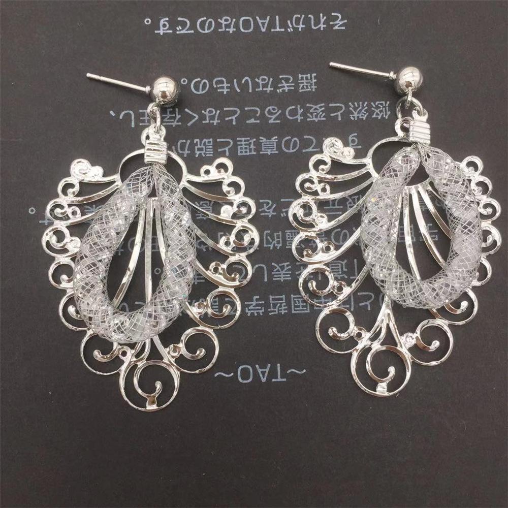 Hollow-out Butterfly Mesh Tube Imitation Zircon Water Drop Stud Earrings Earrings Earrings Popular Jewelry
