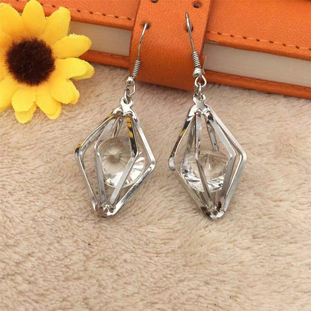 Baroque hexagonal cone zircon earrings female geometric earrings