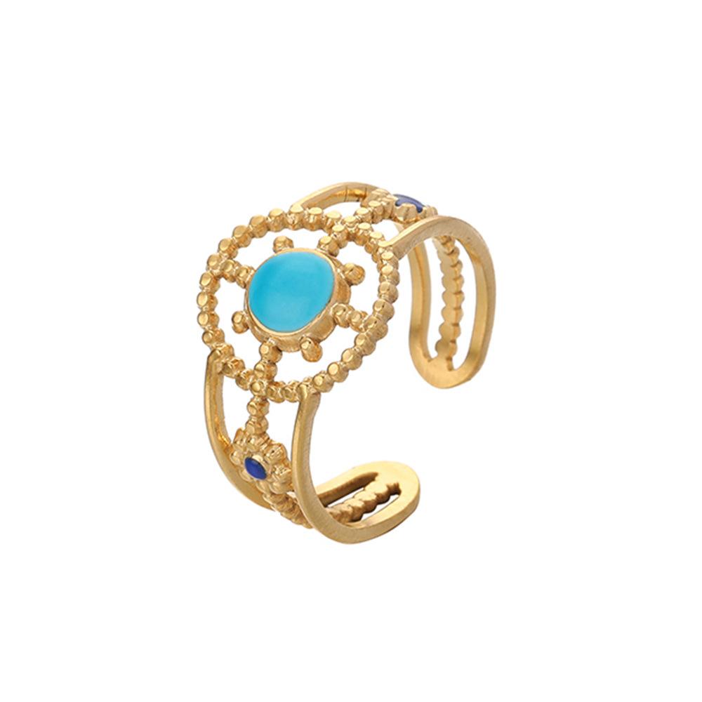 Exquisite and generous women's stainless steel creative opening adjustable color hollow sun ring