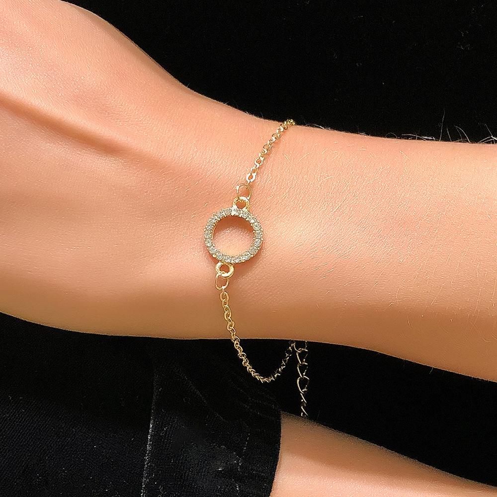 B1237 Simple Literary and Artistic Bracelet Female Circle Diamond Geometric Retro Jewelry Fashion Jewelry