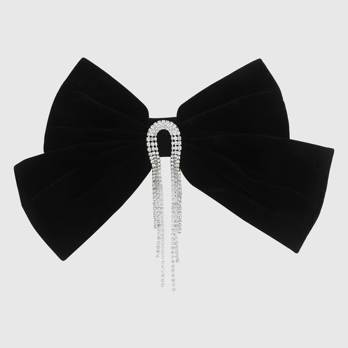 F5268 French light luxury rhinestone elegant spring clip velvet bow hair clip retro sweet back of the head horizontal clip