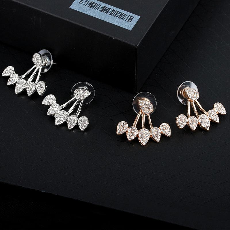 Earrings full of diamond drop earrings front and rear hanging ear hanging personality popular earrings jewelry