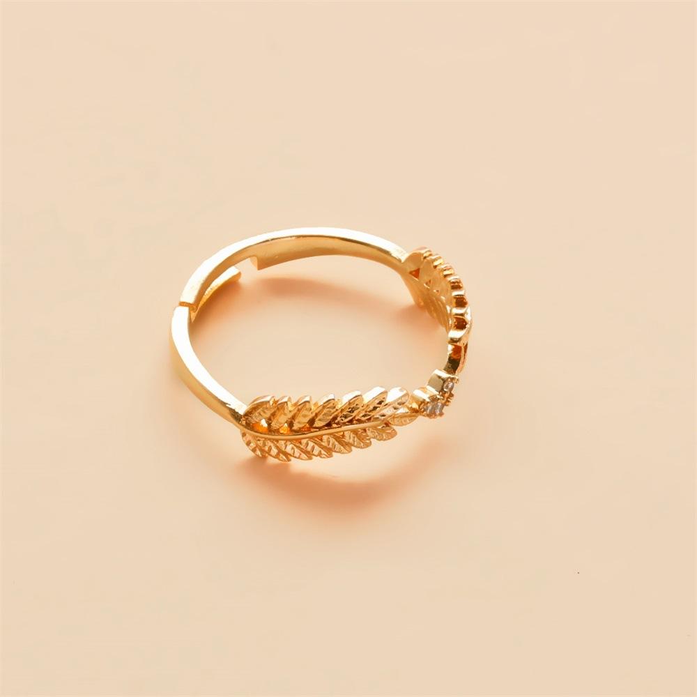 Small fresh and sweet opening leaf ring female light luxury net red olive branch ring ring tail ring