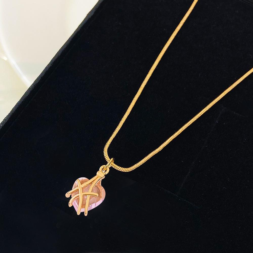 Barbie Diamond Castle Love Necklace Female Ins Fashion Sweet Heart Shaped Clavicle Chain Couple Girlfriend Princess Necklace