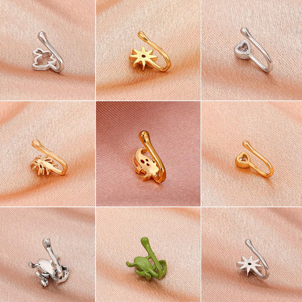 Piercing-free nose clip African retro copper inlaid zircon U-shaped nose stud adjustable piercing jewelry