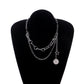 Jewelry fashion trend hip-hop ins multi-layered wearing round card pendant personalized splicing necklace