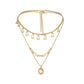 Fashion multi-layer U-shaped horseshoe tassel necklace personality oval pearl pendant clavicle chain jewelry female