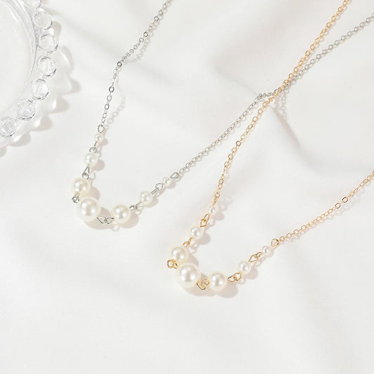 Simple pearl necklace fashion girl ins Harajuku 7 pearl clavicle chain short section niche trend jewelry