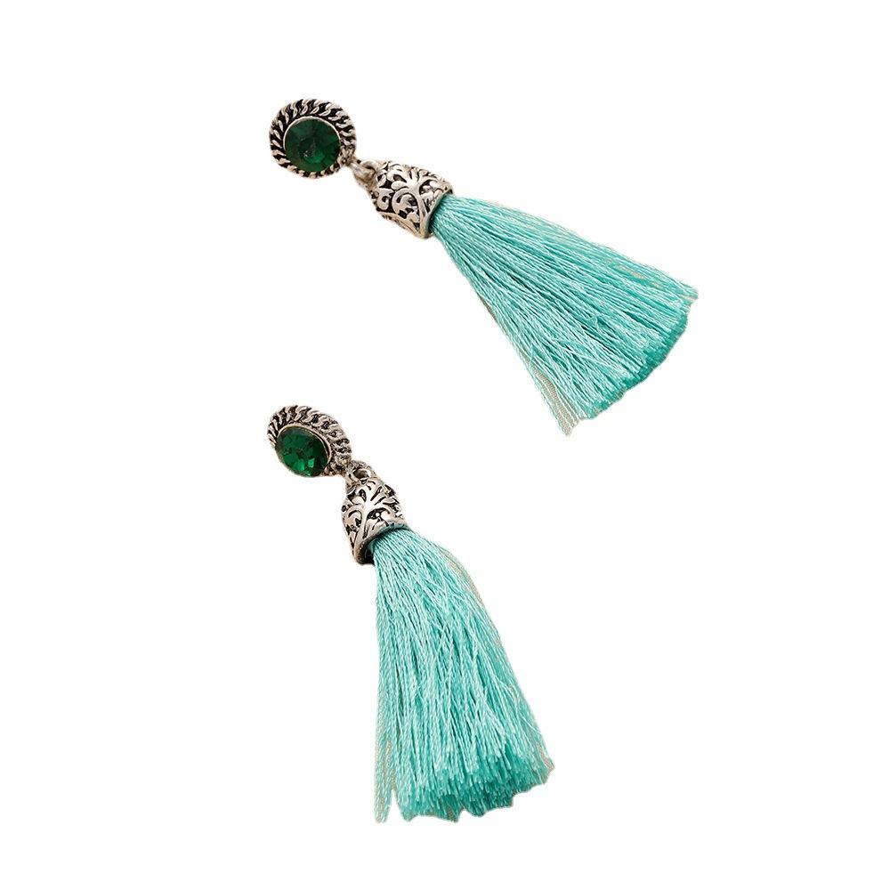 Ethnic engraved small tassel crystal versatile temperament fashion earrings earrings