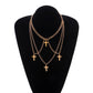 Jewelry fashion trend multi-layered cross pendant female personality short alloy necklace