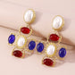 E1123Vintage cross pearl glass earrings French court minority personality design earrings