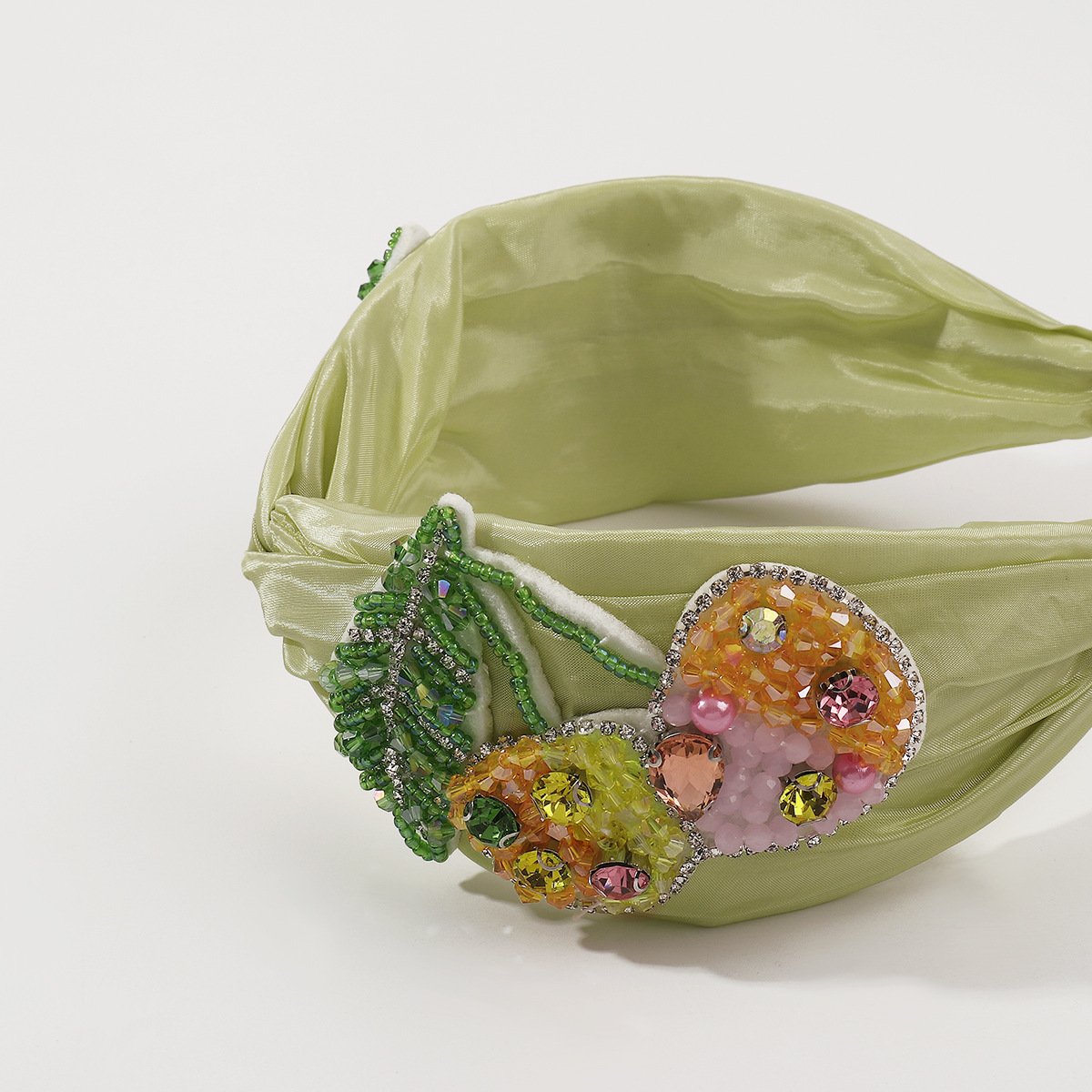 F4656 Temperament is sweet, small and fresh, candy-colored hair hoop fabric wide-brimmed imitation crystal rhinestone cherry head hoop