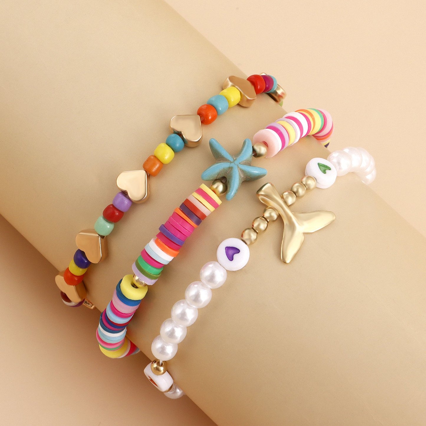 Jewelry Bohemian Color Soft Pottery Starfish Bracelet Female Beach Mermaid Tail Hand Decoration Set