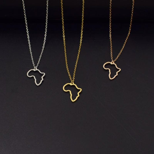 Simple personality stainless steel African map necklace pendant female popular all-match pendant ornaments
