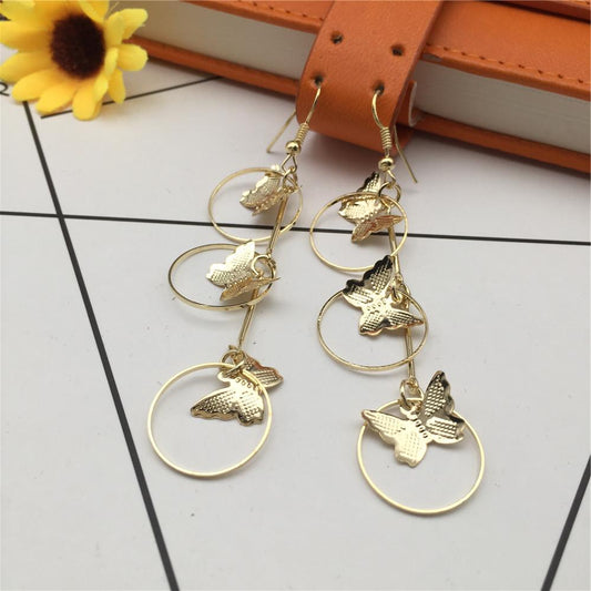 Butterfly Hoop Ladies Earrings Versatile Long Earrings Fashion Decoration