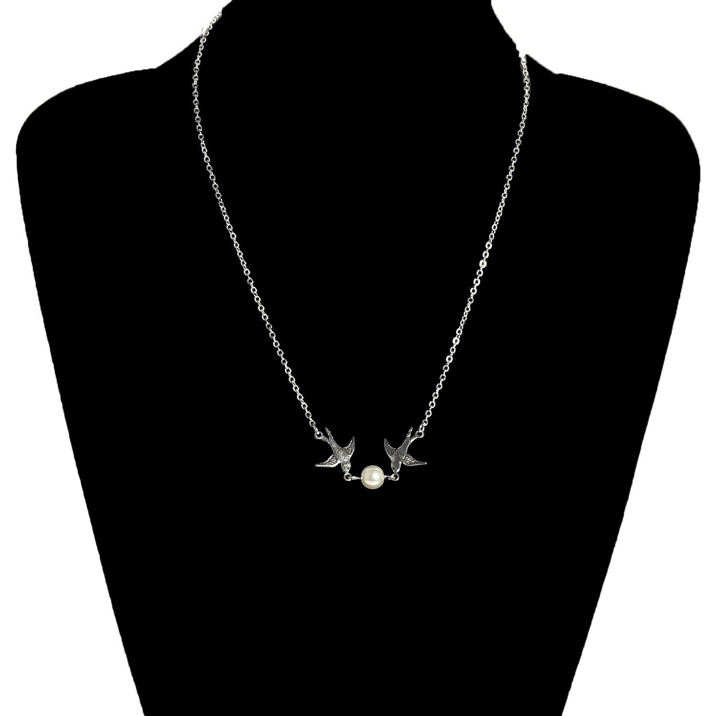 Jewelry Fashion Pearl Lovebird Pendant Necklace Madam Elegant and Elegant Flying Pigeon Necklace