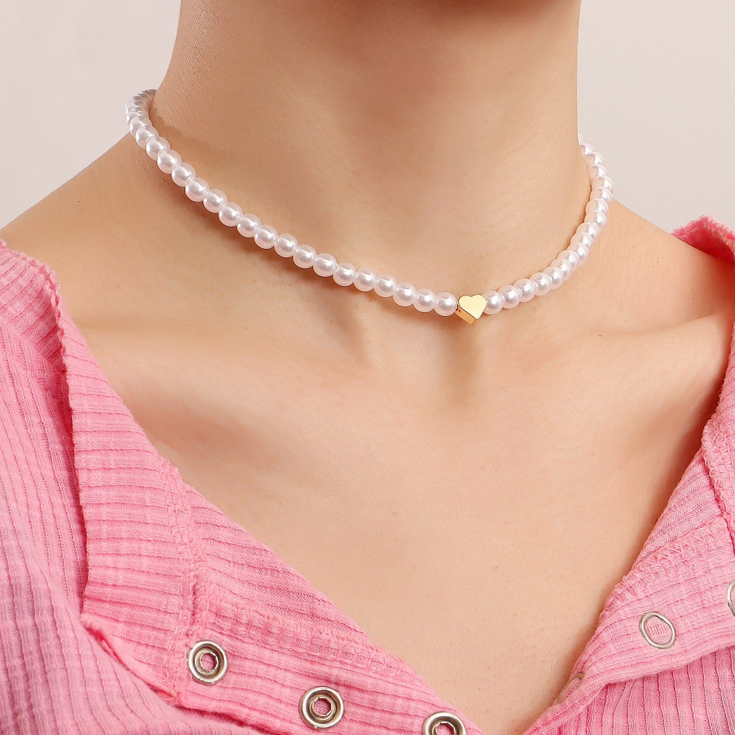Jewelry colorful light luxury baroque pearl love necklace necklace female ins beaded necklace