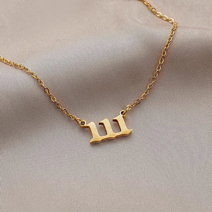 Explosive Angel Number 111999 Stainless Steel Cut Necklace Number Titanium Steel Real Gold Pendant